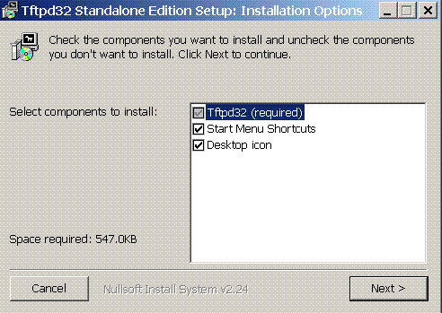 Установка TFTPD32 на Windows XP шаг1